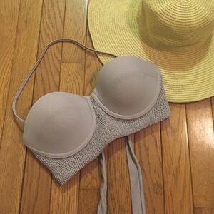 NWOT Tori Praver Mauve Gray Halter Swim Top L 👙